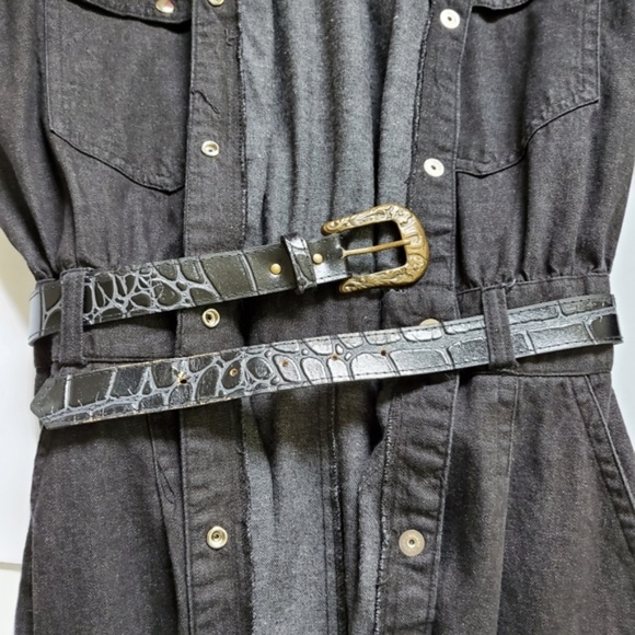 Vintage Studded Button Down Boho Maxi Belted Dress Wesrern Cowgirl Festival Rare - Picture 8 of 16